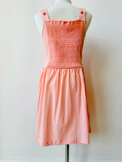 Daisy coral embroider sundress in pima cotton for girls