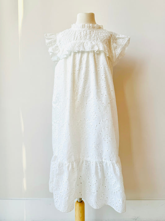Bianca white eyelet dress for girls