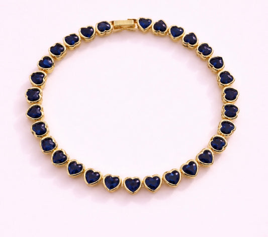 Candice blue hearts tennis bracelet