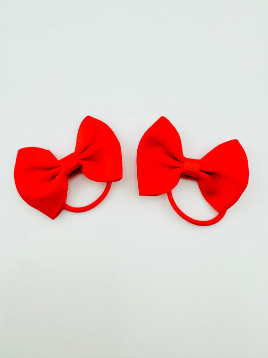 Handmade Red back to school hair tie bows set