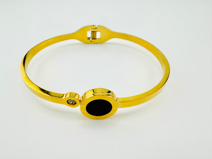 Felicia bangle in stainless steel with black detail