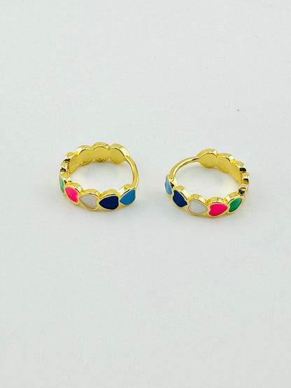 Heart shaped 18k gold filled earrings in many colors