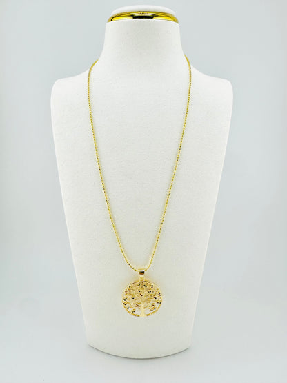 Tree of life in 18k gold filled necklace with colorful rhinestones