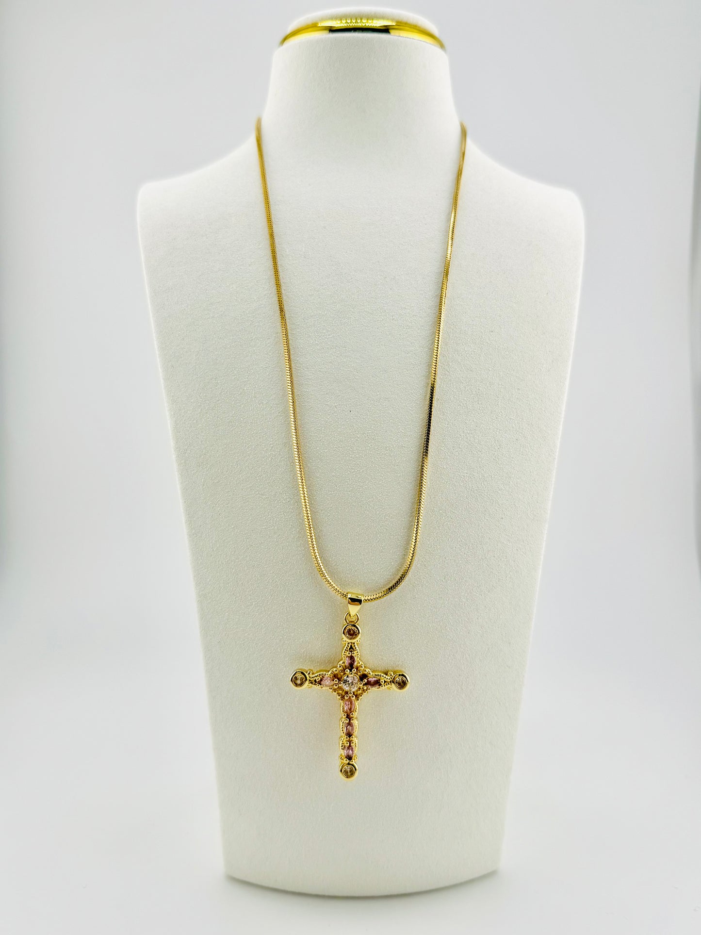 Cross Necklace in 18k gold filled and cubic zirconia