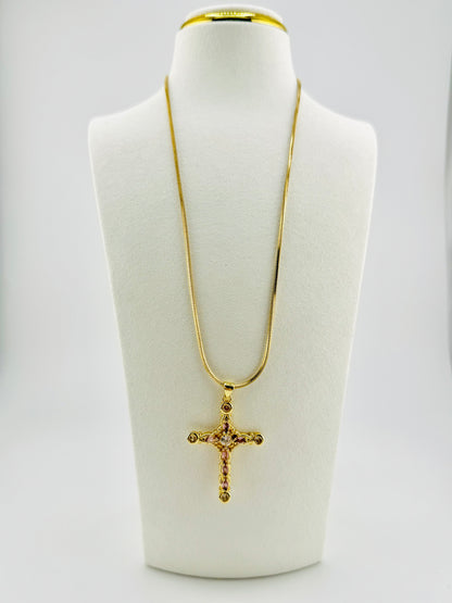 Cross Necklace in 18k gold filled and cubic zirconia
