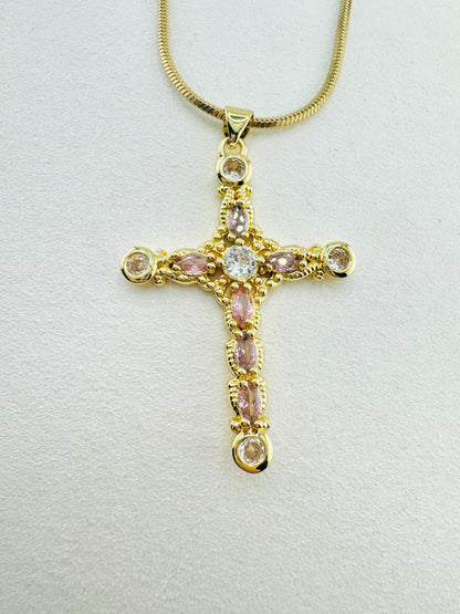 Cross Necklace in 18k gold filled and cubic zirconia