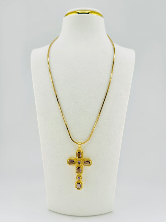 Lavender cubic zirconia 18k gold filled necklace