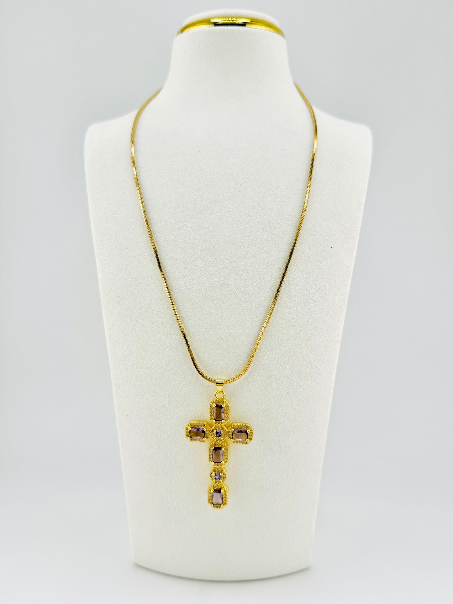 Lavender cubic zirconia 18k gold filled necklace