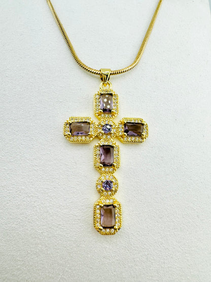 Lavender cubic zirconia 18k gold filled necklace