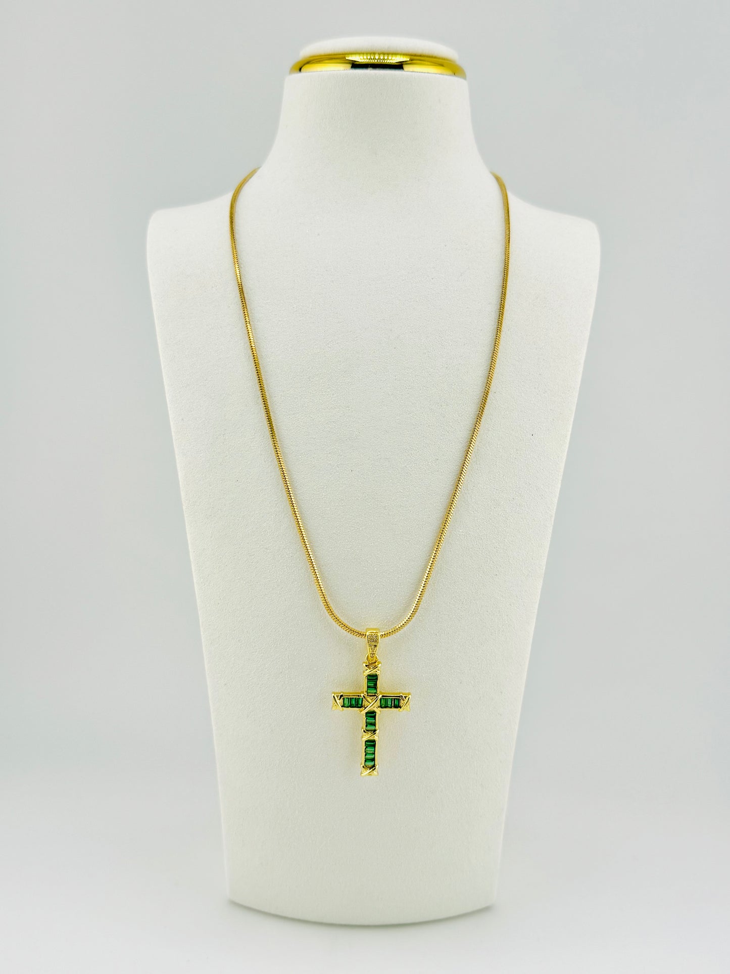 Green 18k gold filled necklace