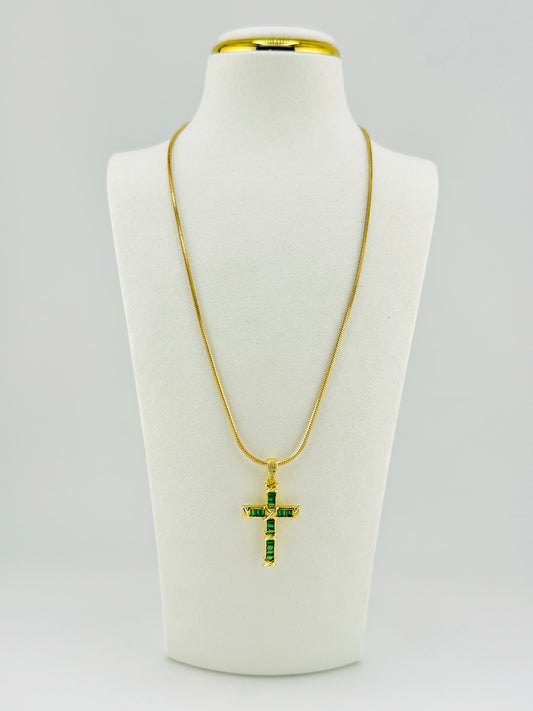 Green 18k gold filled necklace