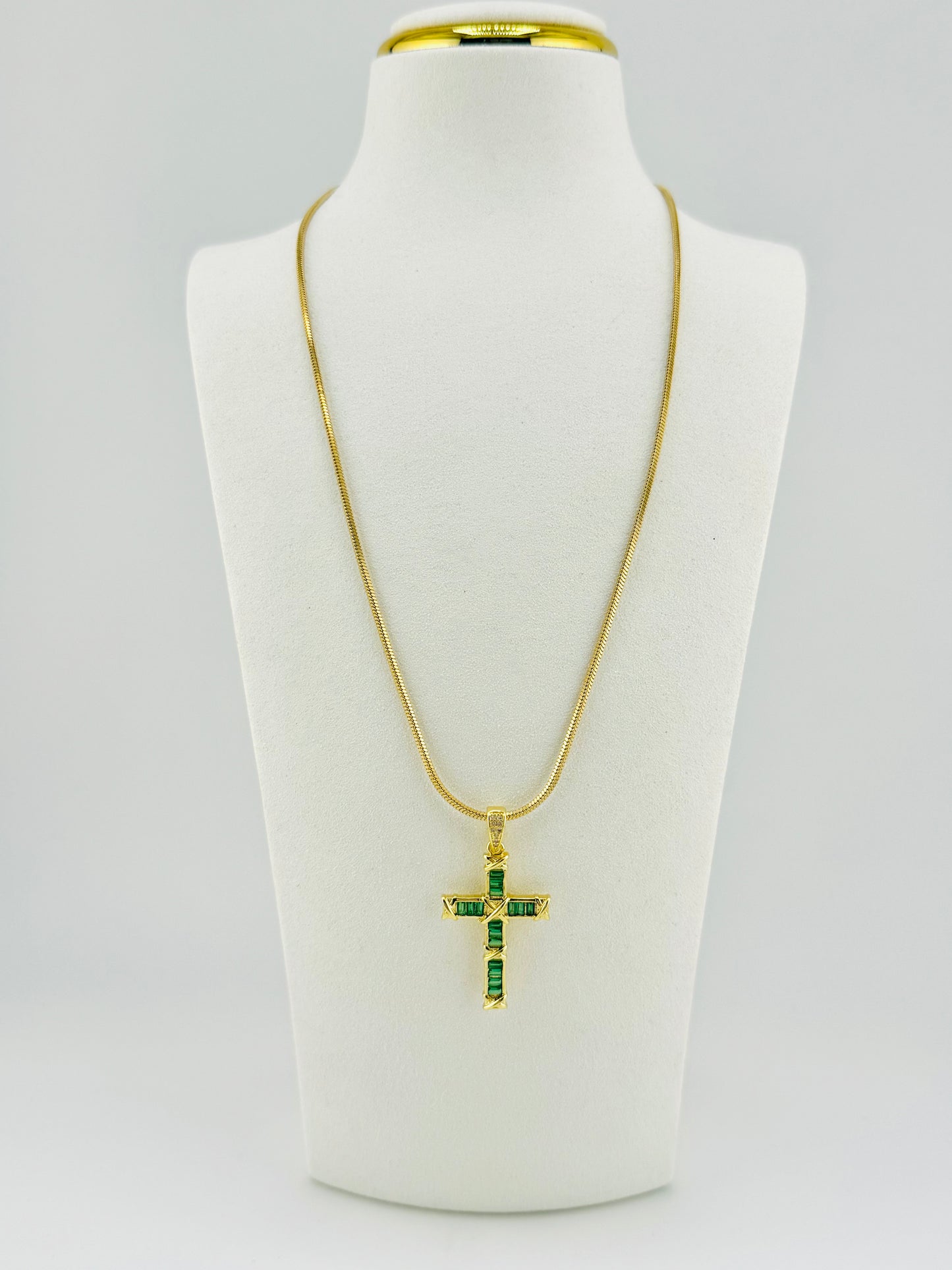 Green 18k gold filled necklace