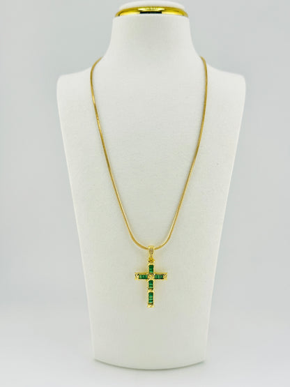 Green 18k gold filled necklace