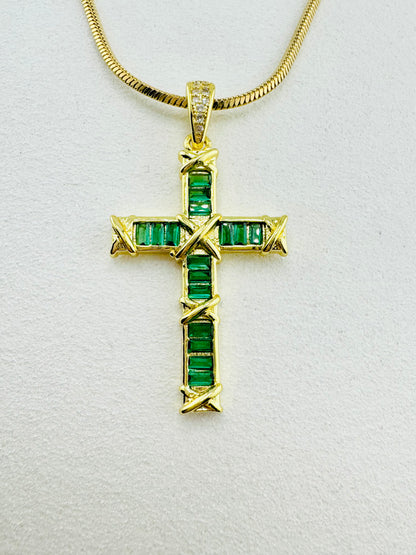 Green 18k gold filled necklace