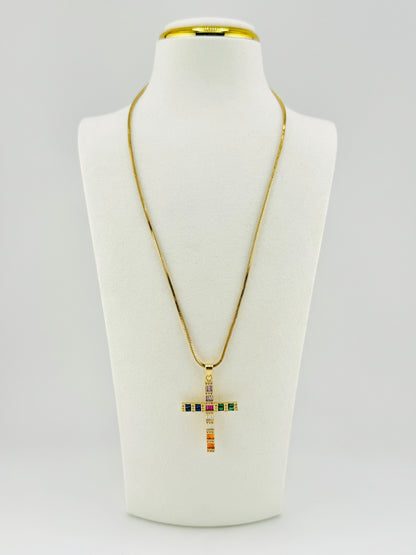 colorful 18k gold filled cubic zirconia necklace