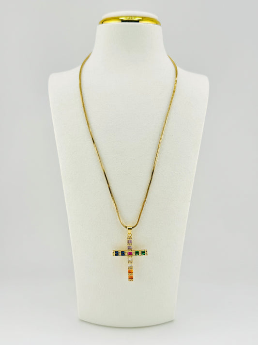 colorful 18k gold filled cubic zirconia necklace