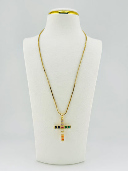 colorful 18k gold filled cubic zirconia necklace