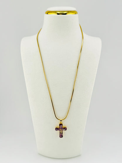 Purple mother of pearl 18k gold filled necklace