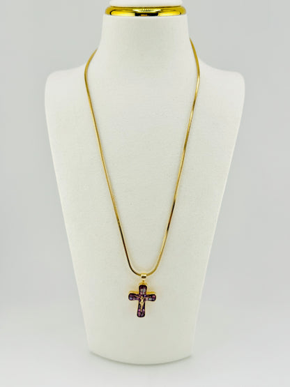 Purple mother of pearl 18k gold filled necklace