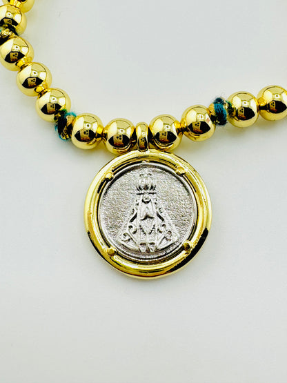 Silver and 18k gold filled bracelet adjustable