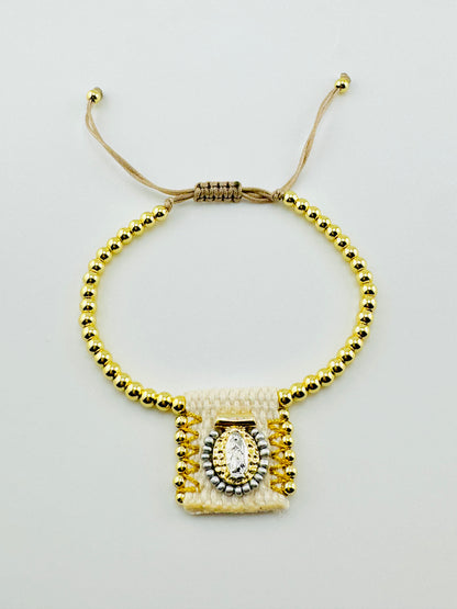 Saint benedict woven 18k gold filled bracelet