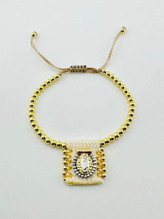 Saint benedict woven 18k gold filled bracelet