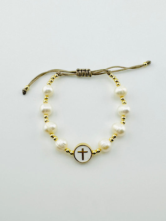 Real fresh water  pearl adjustable 18k gold filled bracelet