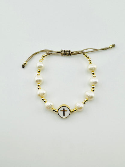 Real fresh water  pearl adjustable 18k gold filled bracelet