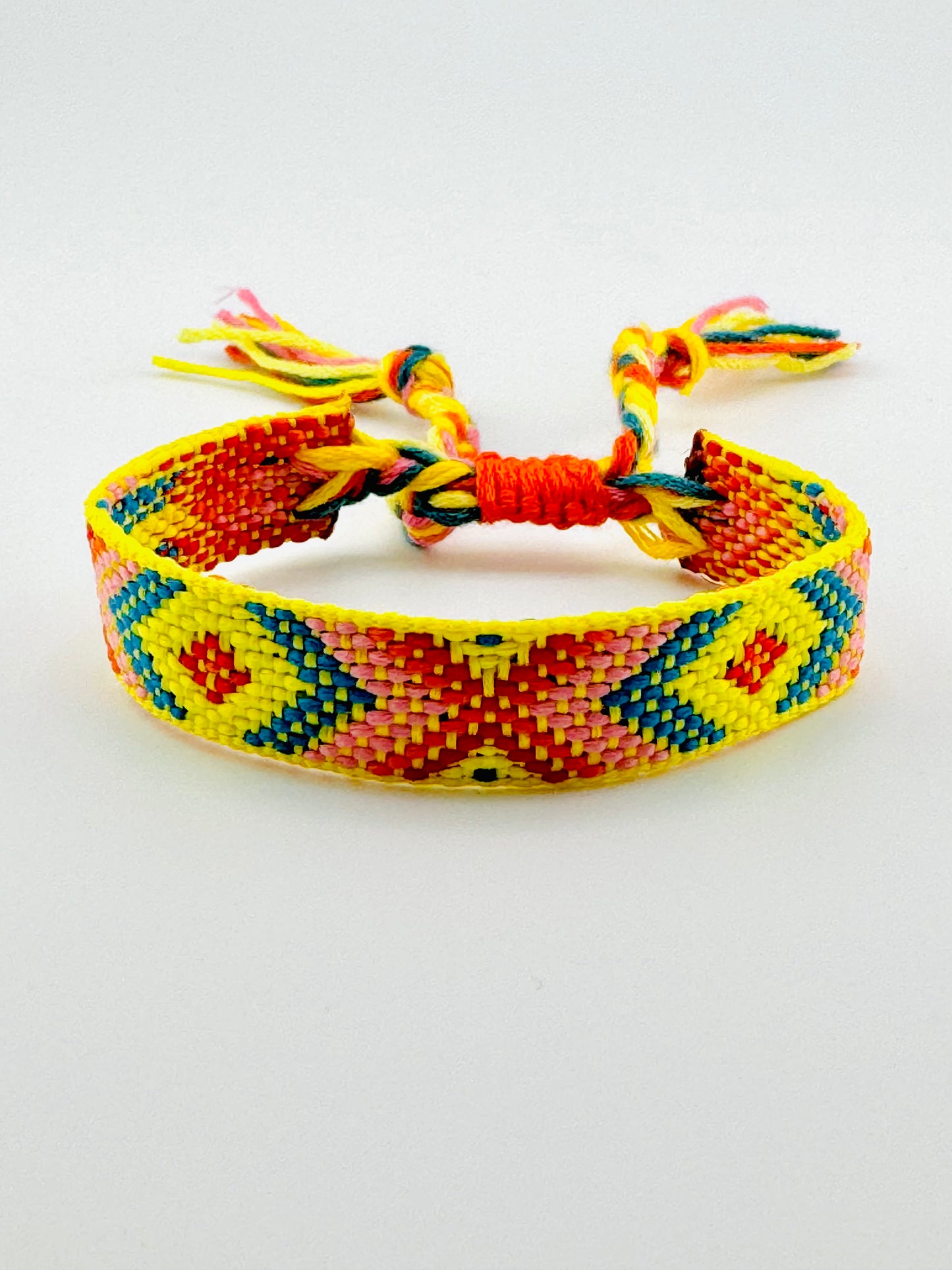 Bright yellow, orange and red adjustable bracelet