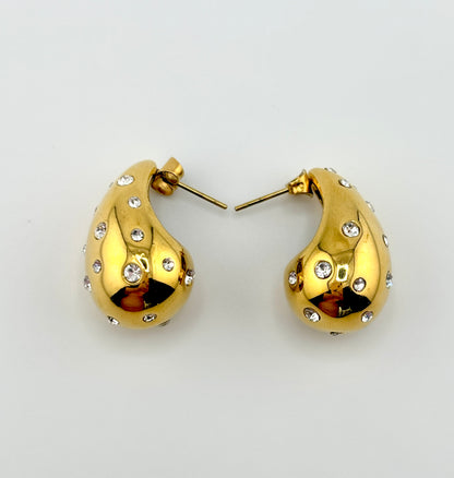 Nevaeh rhinestone encrusted gold filled earrings