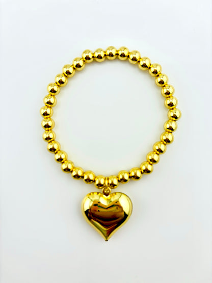 Kelly 18k gold filled elastic bracelet with a big heart