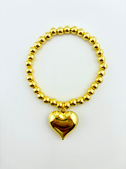 Kelly 18k gold filled elastic bracelet with a big heart
