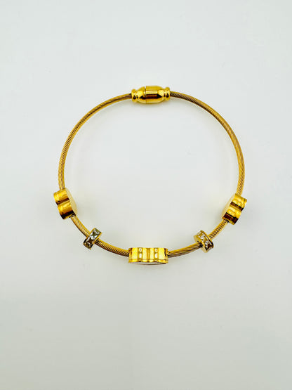 Evelyn white and black stainless steel bangle bracelet