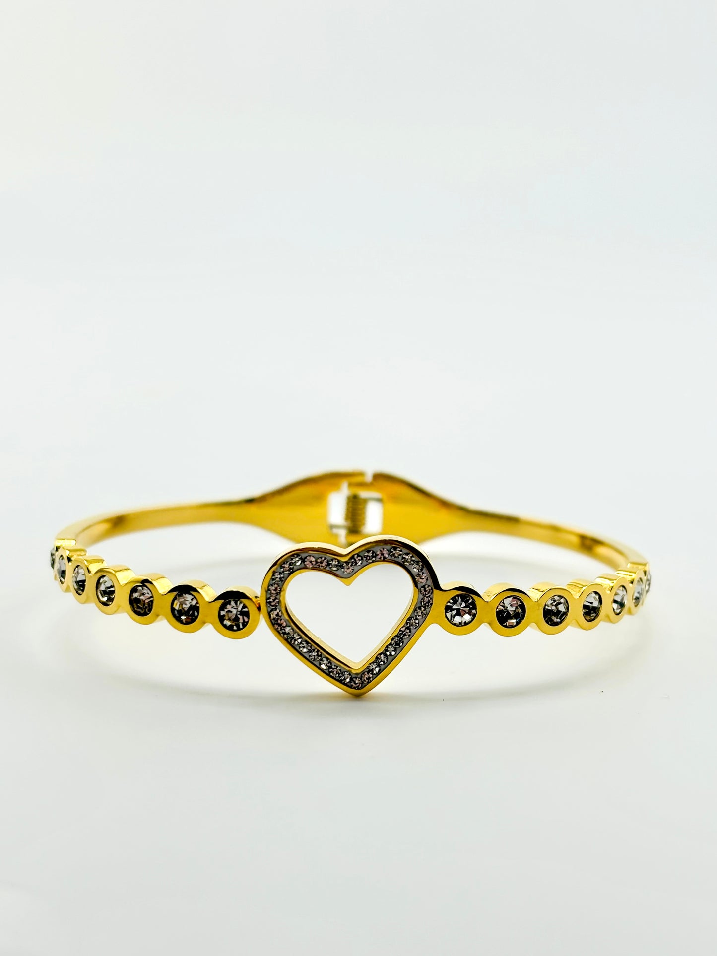 Ashley heart and rhinestone bangle bracelet