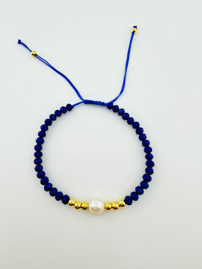 Hanna navy gold filled fresh water bracelet