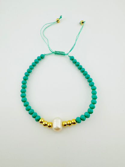 Camila turquoise beaded fresh water gold filled bracelet