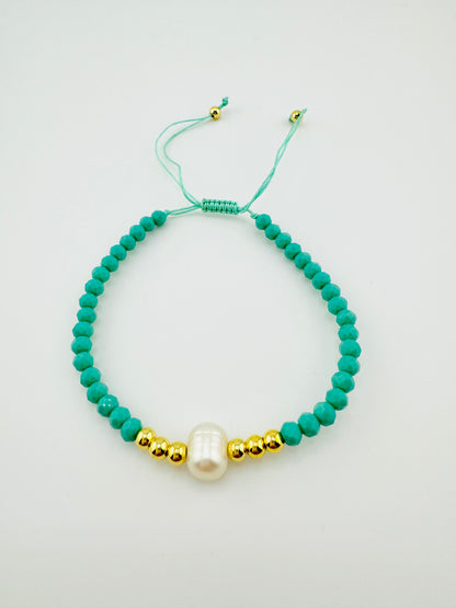 Camila turquoise beaded fresh water gold filled bracelet