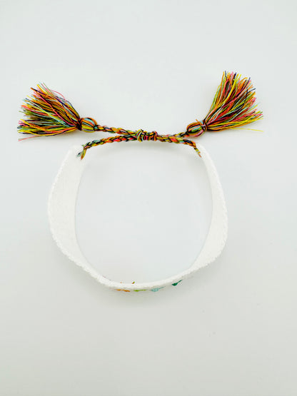 Happy woven bracelet in white with colorful letters adjustable