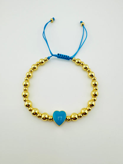 Samantha gold filled bracelet with a turquoise heart