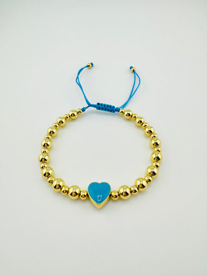 Samantha gold filled bracelet with a turquoise heart