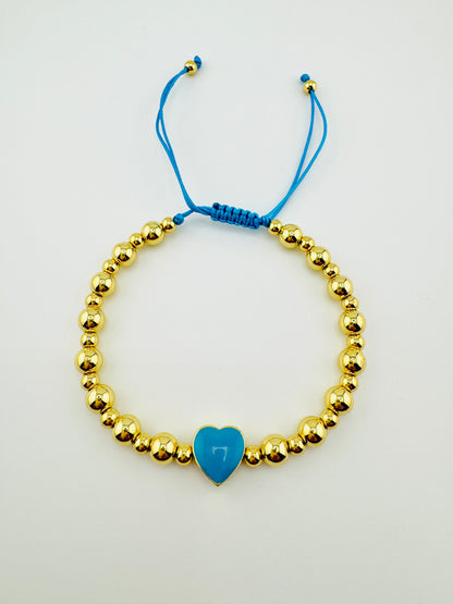 Samantha gold filled bracelet with a turquoise heart