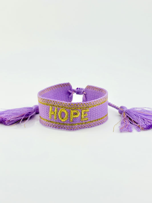 Hope purple woven in gold adjustable bracelet