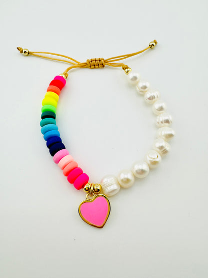 Amelia colorful fresh water pearls in 18k gold filled bracelet