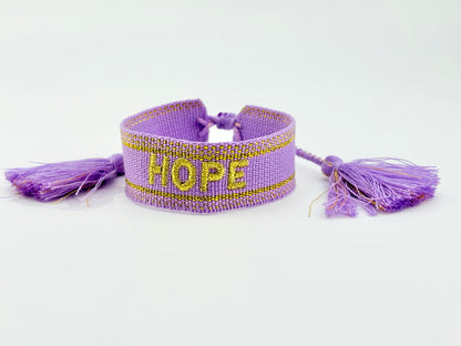 Hope purple woven in gold adjustable bracelet
