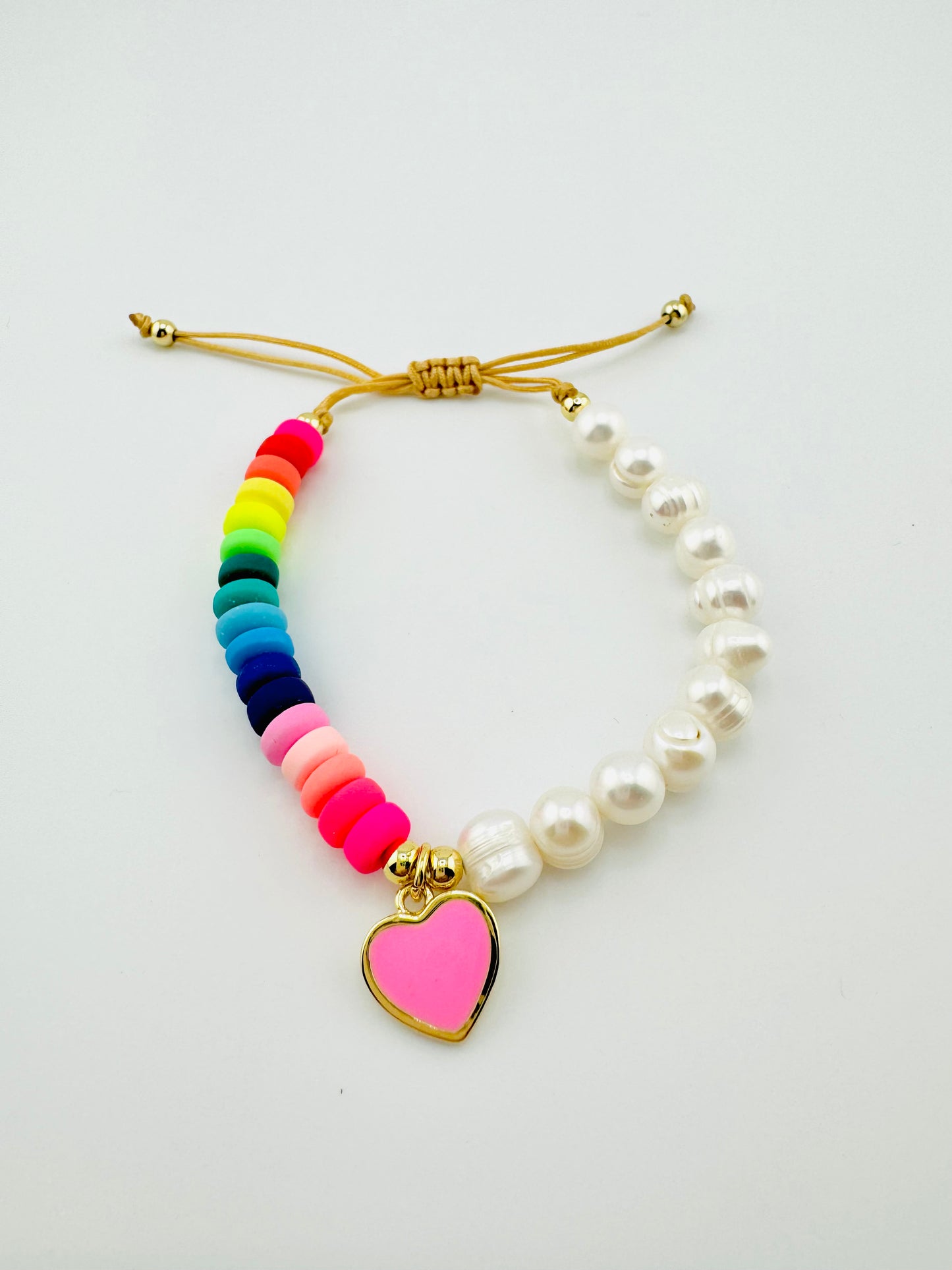 Amelia colorful fresh water pearls in 18k gold filled bracelet