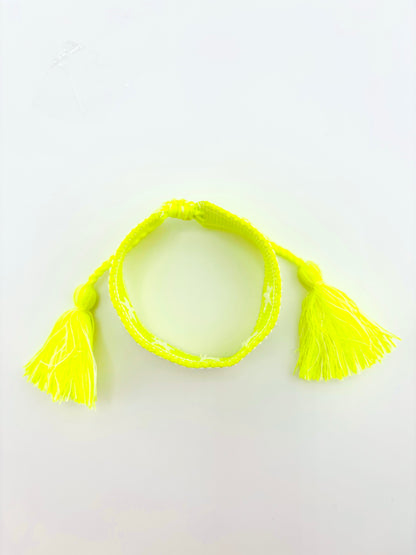 Miriam neon yellow and white stars woven bracelet