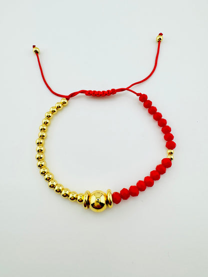 Mia red beaded bracelet in 18k gold filled bracelet