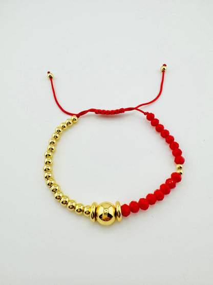 Mia red beaded bracelet in 18k gold filled bracelet