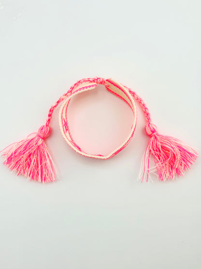 Ximena pink ad cream stars woven adjustable bracelet