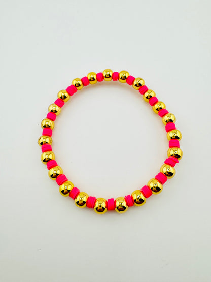 Victoria hot pink and gold filled bracelet